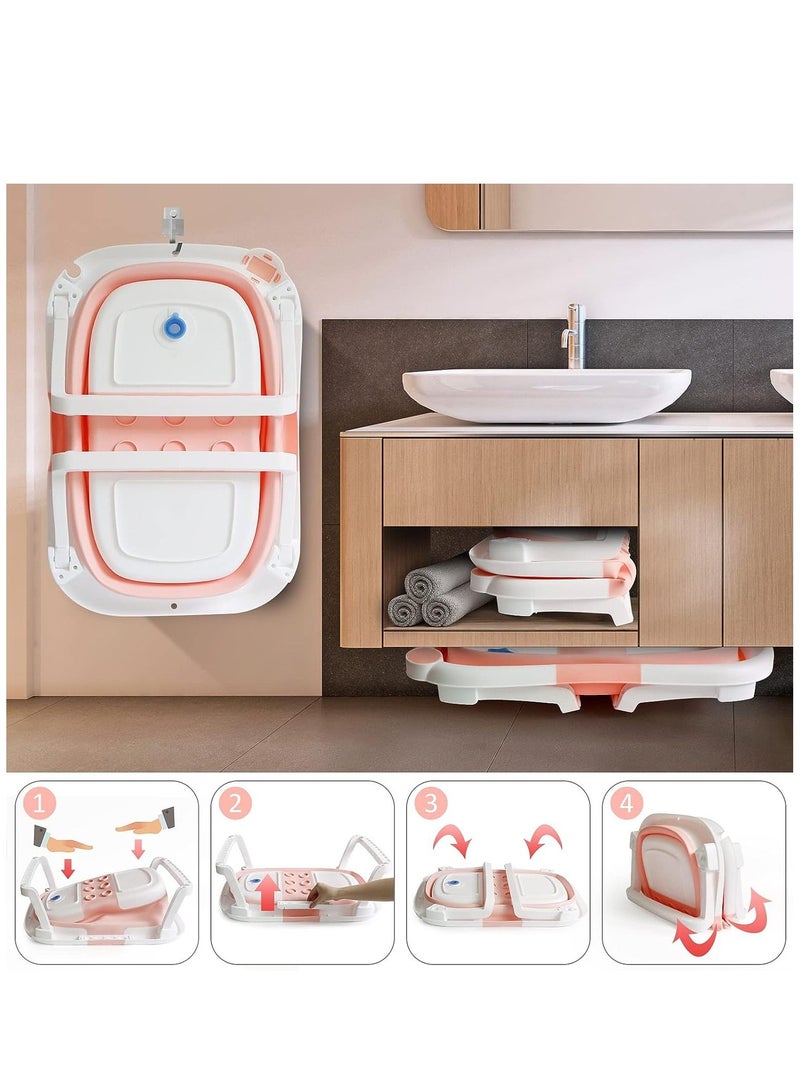 عربست حوض استحمام للأطفال ، حمام أطفال قابل للطي مع مقياس حرارة الماء الساخن وحامل غير قابل للانزلاق ، حوض استحمام محمول للرضع لحديثي الولادة والأطفال (رمادي) - Image 5