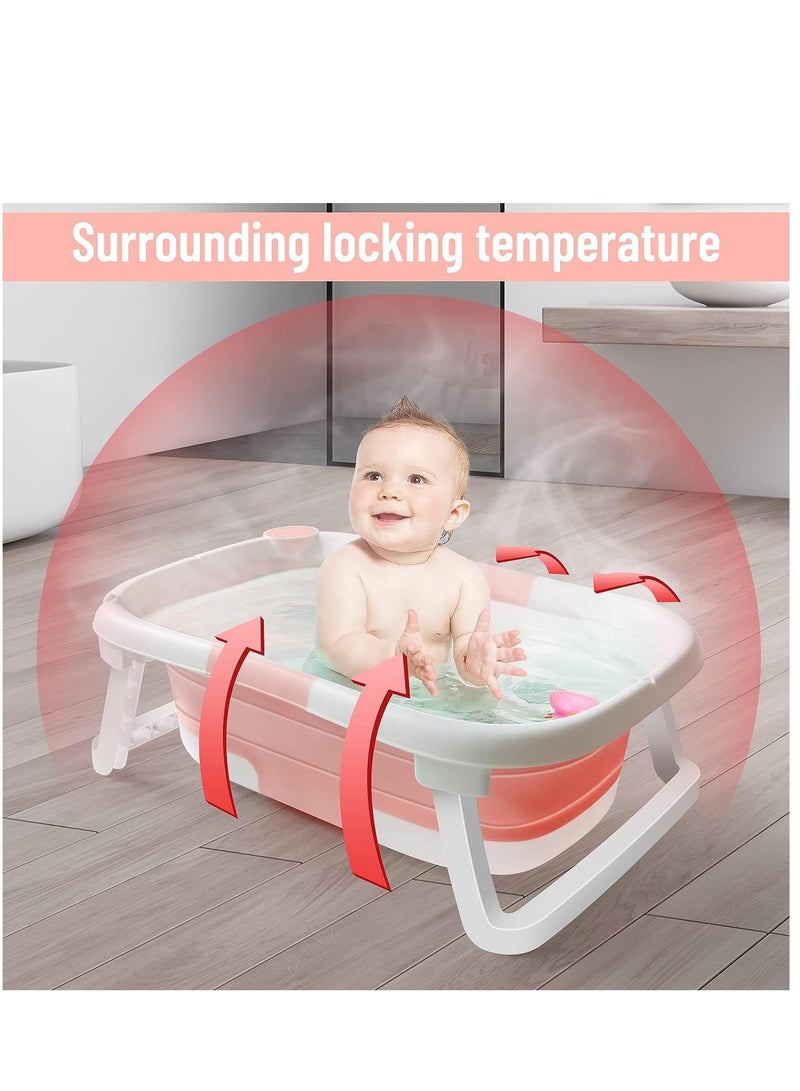 عربست حوض استحمام للأطفال ، حمام أطفال قابل للطي مع مقياس حرارة الماء الساخن وحامل غير قابل للانزلاق ، حوض استحمام محمول للرضع لحديثي الولادة والأطفال (رمادي) - Image 3
