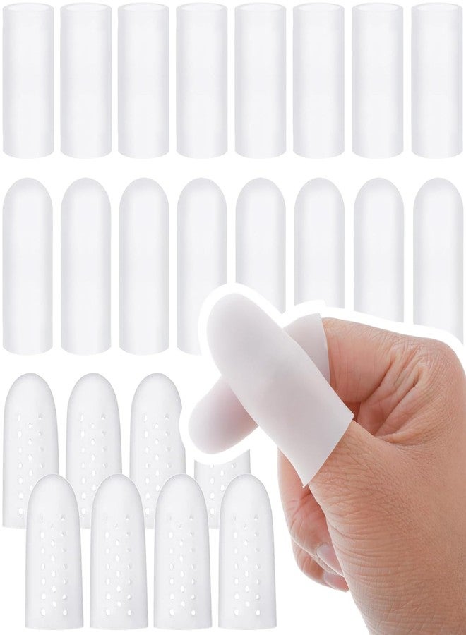 ADULLPONY Silicone Finger Cots - Soft Gel Fingertip Protector 24 PCS Thumb Sleeve Covers for Cracked Finger, Arthritis, Eczema - Image 1