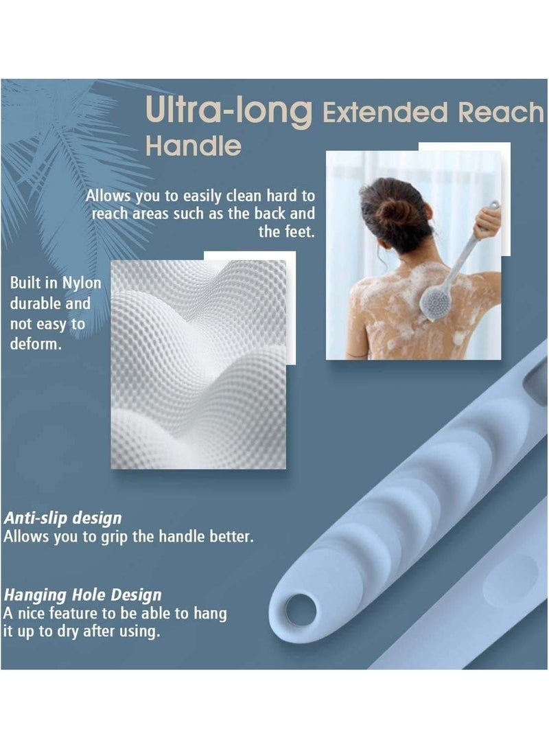 Hugifts Silicone Shower Brush Long Handle Bath Body Brush Silicone Body Scrubber for Skin Exfoliating and Massaging Body Exfoliator and Cellulite Massager Skin Care and Foot Care Shower Accessories - Image 4