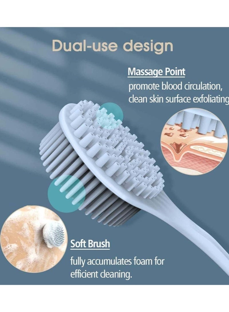Hugifts Silicone Shower Brush Long Handle Bath Body Brush Silicone Body Scrubber for Skin Exfoliating and Massaging Body Exfoliator and Cellulite Massager Skin Care and Foot Care Shower Accessories - Image 3