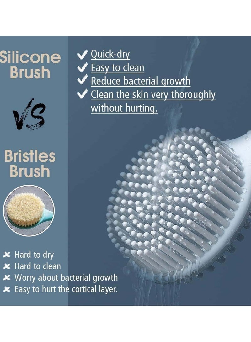 Hugifts Silicone Shower Brush Long Handle Bath Body Brush Silicone Body Scrubber for Skin Exfoliating and Massaging Body Exfoliator and Cellulite Massager Skin Care and Foot Care Shower Accessories - Image 5