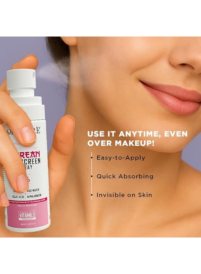 ORGATRE Korean Sunscreen Spray SPF 50 PA++++ for Men & Women, Rice Water & Ceramide, Ultra-Fine Mist, No White Cast, Makeup Friendly, Hydrating UV Protection, Travel-Friendly Sun Care, 50ml - Image 4
