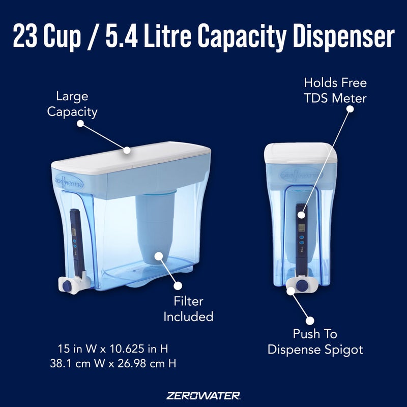ZeroWater Culligan ZeroWater 23-Cup Ready-Pour 5-Stage Water Filter Dispenser with 5-Stage 0 TDS Water Filter – IAPMO Certified to Reduce Lead, Chromium, and PFOA/PFOS - Image 3