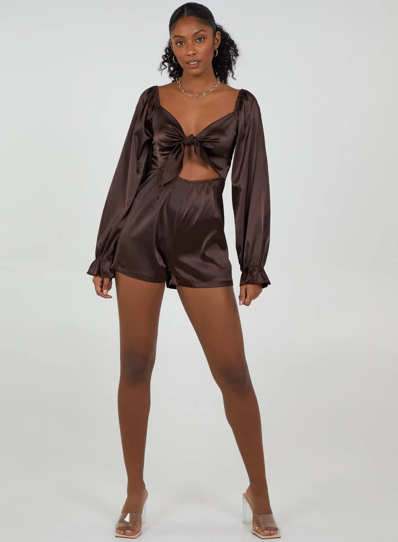 Pink Vanilla  Tie Front Playsuit for Women | Best Price UAE