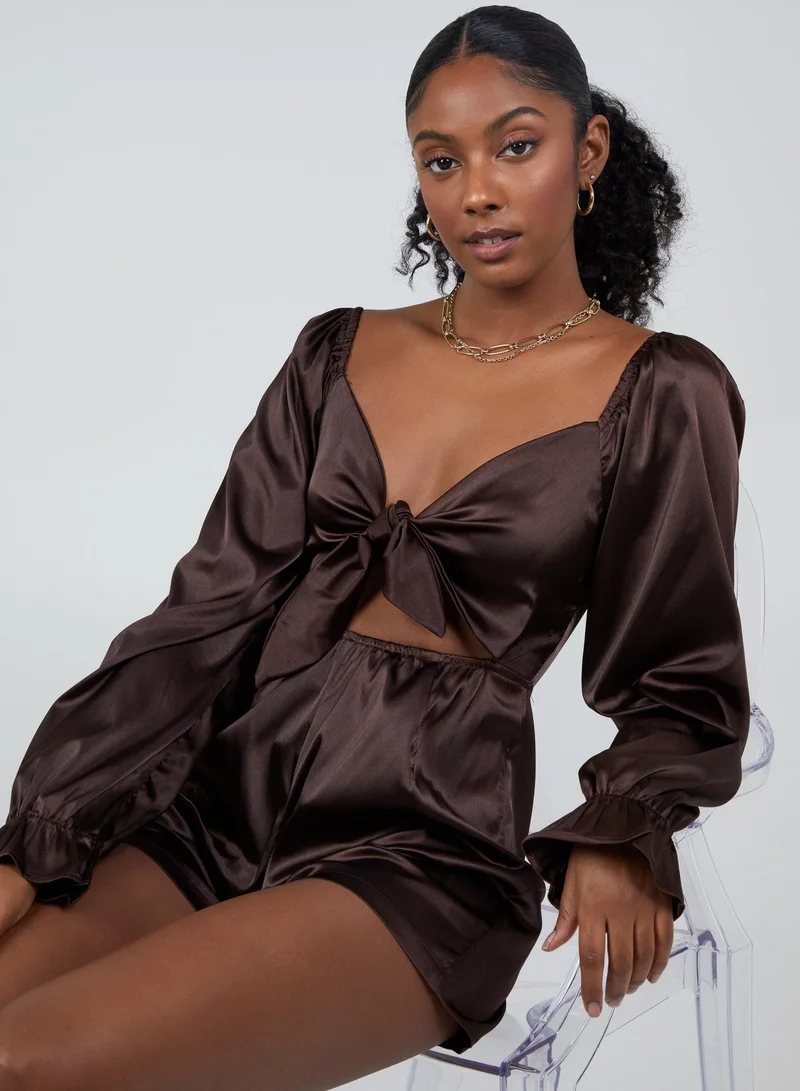 Pink Vanilla  Tie Front Playsuit for Women | Best Price UAE
