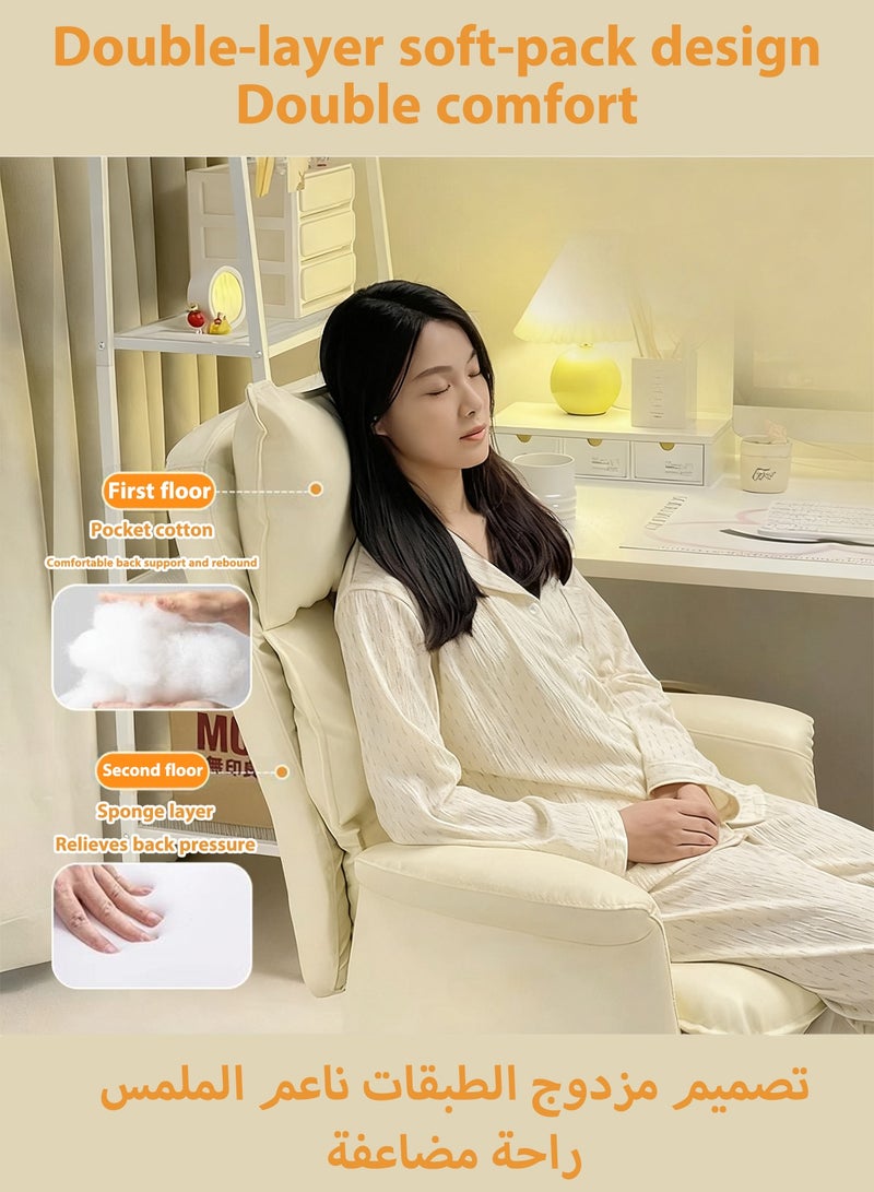 WEMART Ergonomic Desk Chair PU Padded Office Chairs,Computer Chair with Wheels and Leg Support,PU Leather Recliner,Breathable Chairs Adjustable Height for Home Office Living Room,White - Image 5