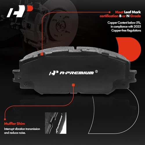 A-Premium Front Ceramic Disc Brake Pads Set Compatible with Select Toyota, Lexus, Scion and Pontiac Models - Corolla, Matrix, Prius V, RAV4, HS250h, xD, xB, Vibe, with Hardware, 4 Pcs - Image 2