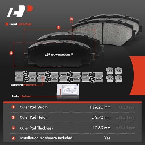 A-Premium Front Ceramic Disc Brake Pads Set Compatible with Select Toyota, Lexus, Scion and Pontiac Models - Corolla, Matrix, Prius V, RAV4, HS250h, xD, xB, Vibe, with Hardware, 4 Pcs - Image 5