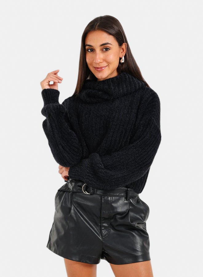 Carina Cropped Cowl Neck Pullover - Image 1