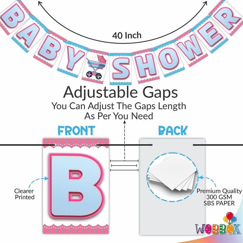 Wobbox Baby Shower Decoration Items| Baby Shower Ceremony Photo Booth Props for Photoshoot, Baby Shower Banner& Mom to Be Sash, Godh Bharai Ceremony Decoration Kit-(FP1910) - Image 3