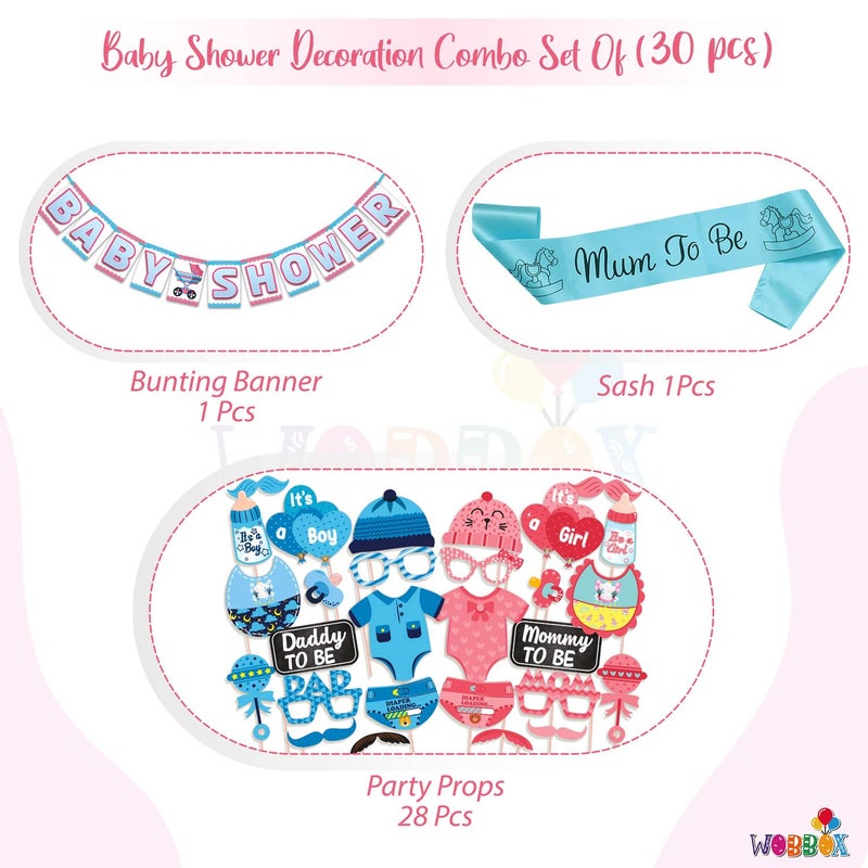 Wobbox Baby Shower Decoration Items| Baby Shower Ceremony Photo Booth Props for Photoshoot, Baby Shower Banner& Mom to Be Sash, Godh Bharai Ceremony Decoration Kit-(FP1910) - Image 2
