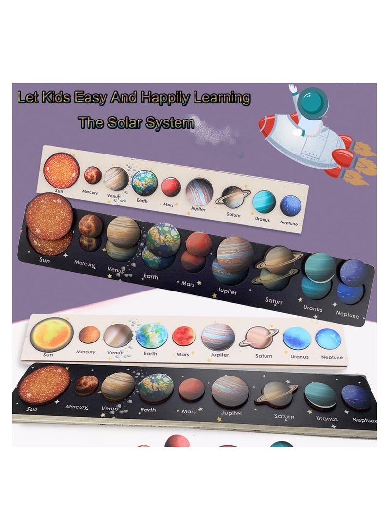 Solar System Puzzles for Kids Age 3-5, Montessori Space Toy Wooden Jigsaw Planets Early Learning Game Astronomy Puzzle Space Education Learning Montessori Toys for Toddlers Baby Boy Girl - Image 2