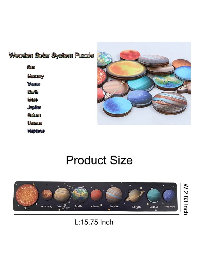 Solar System Puzzles for Kids Age 3-5, Montessori Space Toy Wooden Jigsaw Planets Early Learning Game Astronomy Puzzle Space Education Learning Montessori Toys for Toddlers Baby Boy Girl - Image 4