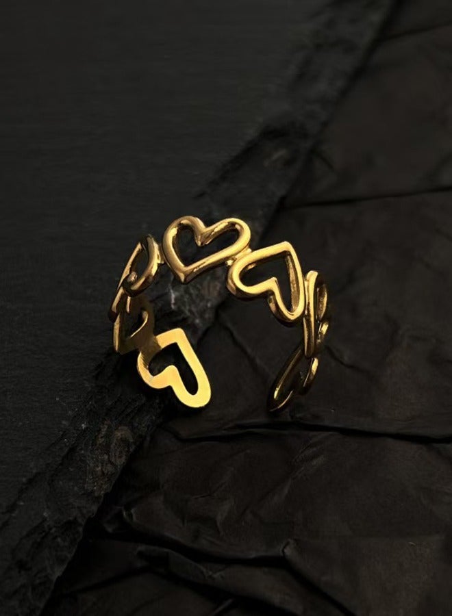 Finger Ring Heart Shape Adjustable Size for Women Stainless Steel - Image 1