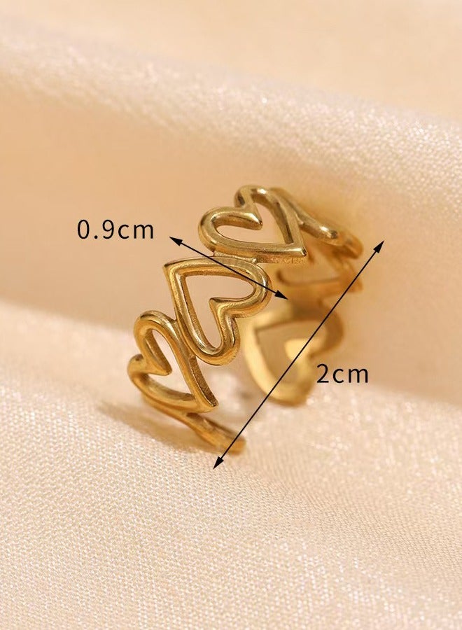 Finger Ring Heart Shape Adjustable Size for Women Stainless Steel - Image 2