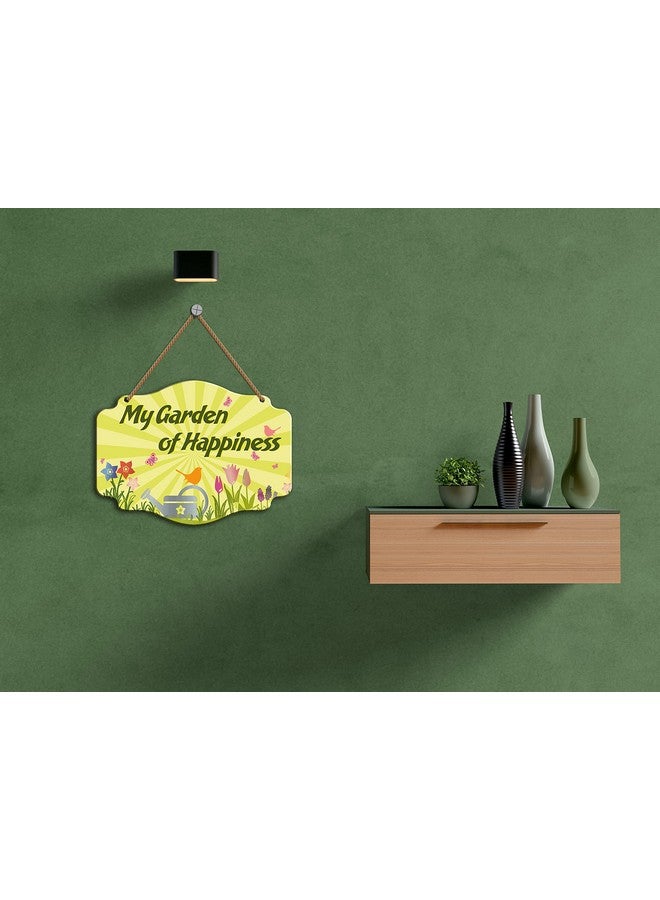Yey Wooden Wall Hanging Garden of Happiness Quote Printed Home Decor 7.5X10 Inches - for Home Decoration, Entrance Decor, Door Hanging Plaque Sign for Room Decoration - Image 4
