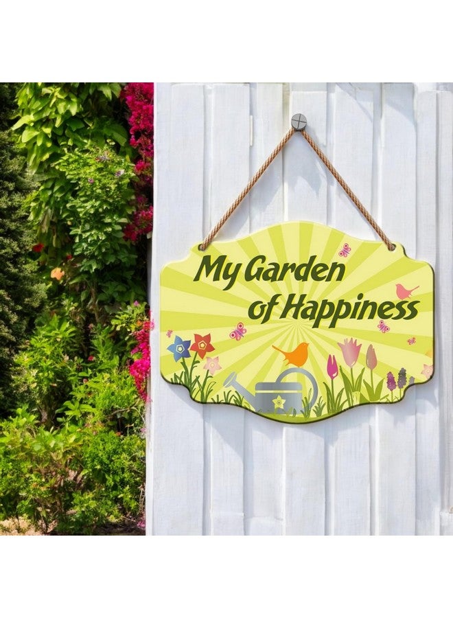 Yey Wooden Wall Hanging Garden of Happiness Quote Printed Home Decor 7.5X10 Inches - for Home Decoration, Entrance Decor, Door Hanging Plaque Sign for Room Decoration - Image 2