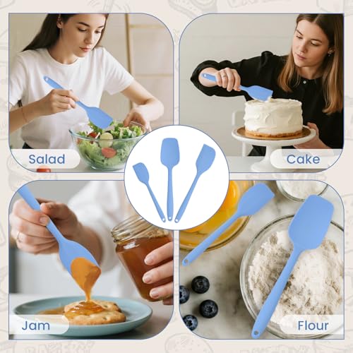Verwohnt Silicone Spatulas Heat Resistant Food Grade Rubber Spatula, Handle with Ergonomic Grip Kitchen Utensils Set, Nonstick Silicona Cooking Utensils Set for Cooking, and Mixing 3Pacs Blue - Image 5