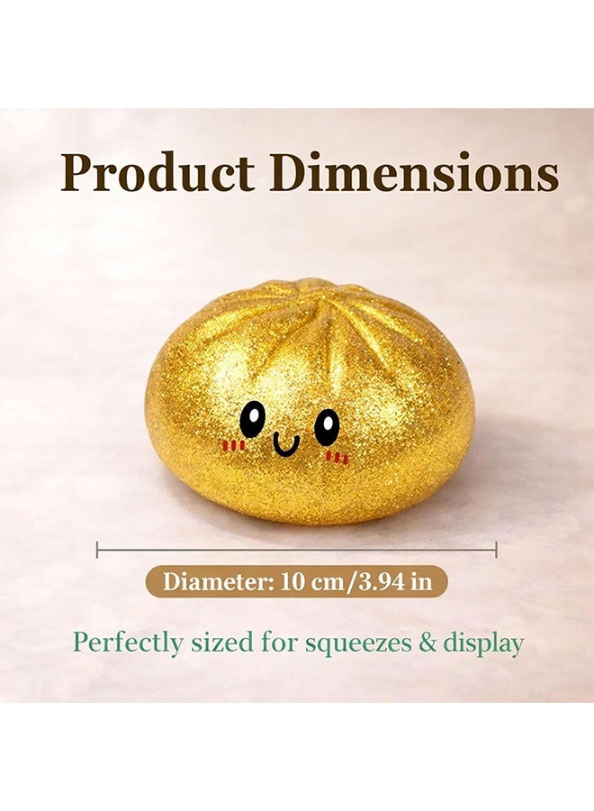 Glitter Dumpling Squishy, Squishy Dumpling Toy, Viral Dumplings Squishiest with Steamer Box, Stress & Anxiety Relief Toys for Adults Non-Edible (Gold) - Image 2