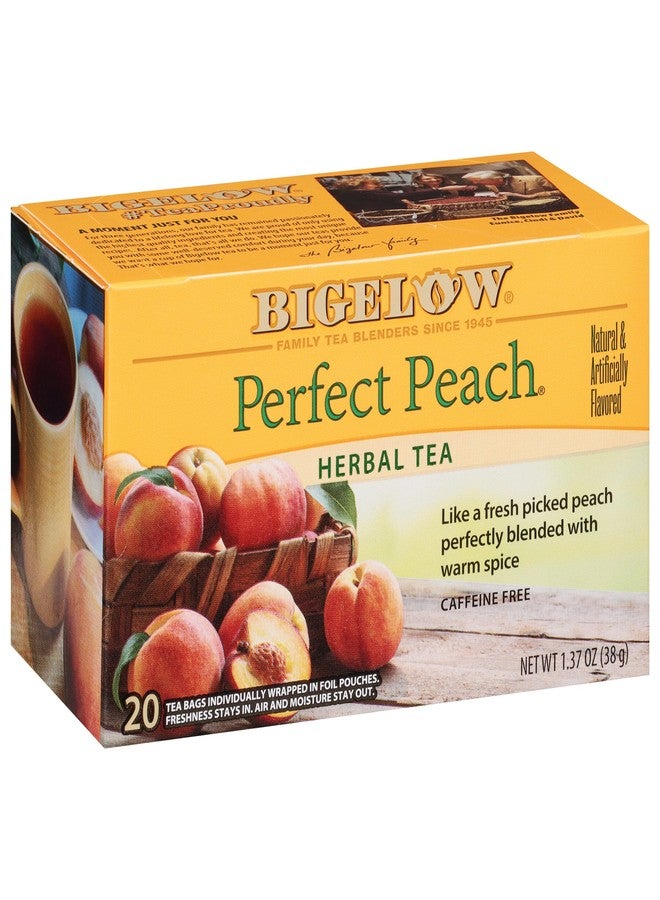 Bigelow Tea Perfect Peach Herbal Tea Bags, Caffeine Free, 20 Count, Pack of 6 - Image 1