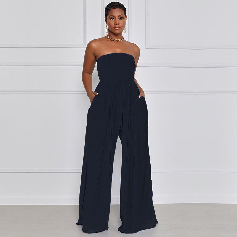 2024 Elegant Blue Chiffon Jumpsuit for Women Black - Image 1