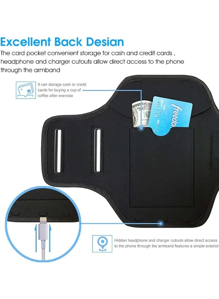 Muzz Elastic Mobile Phone Armband, Running Holder with Card Slot, up to 7 Inches - Image 3