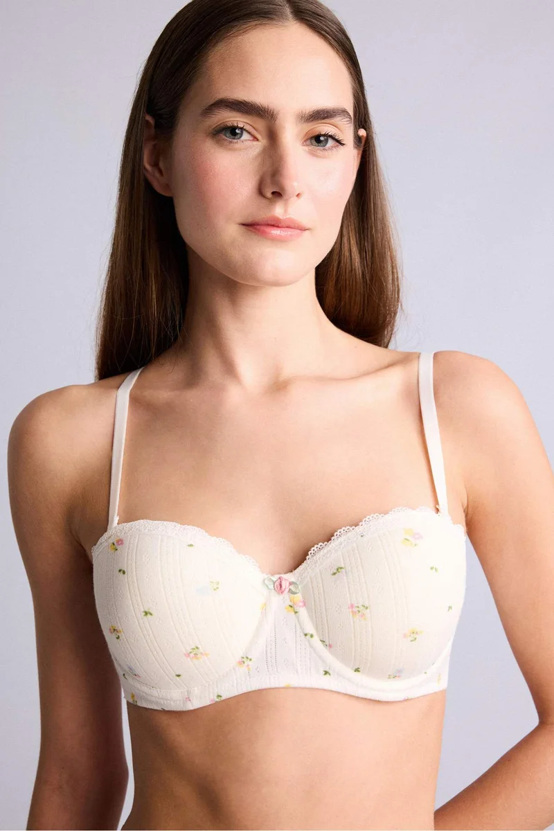 ديفاكتو Unpadded with Underwire and Lace Detail Balconette Bra