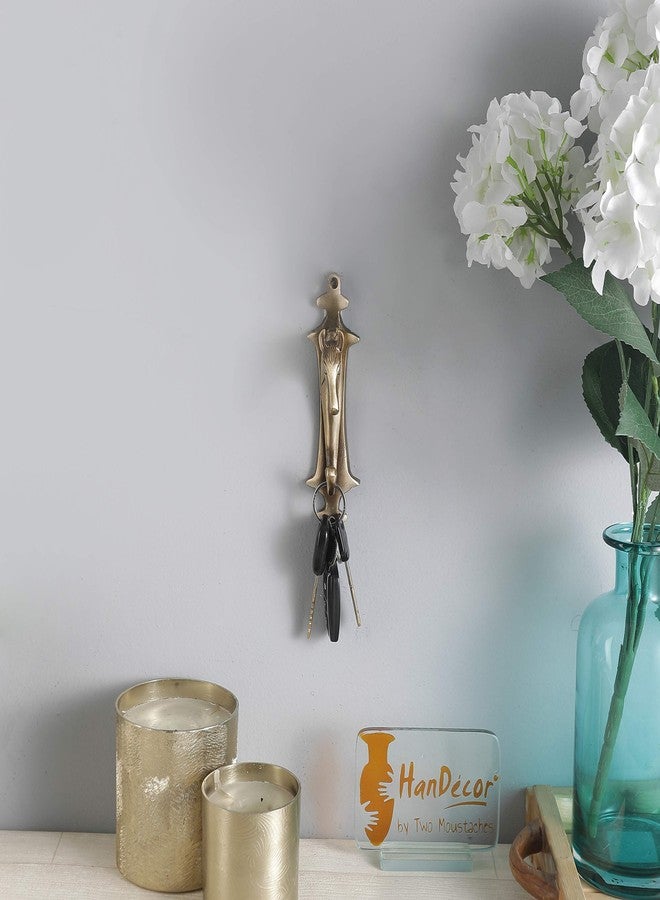 Two Moustaches Horse Head Design Brass Key Holder, Antique Brown - Image 5