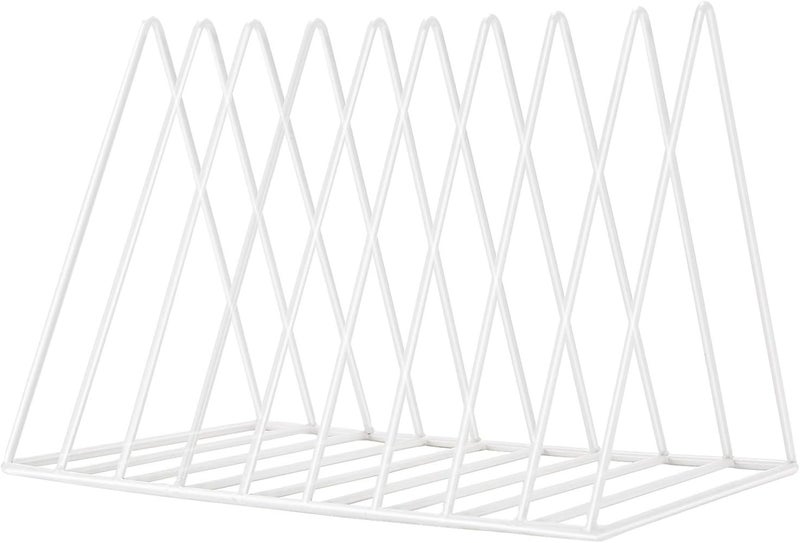 Sooyee 9 Slot White Magazine Holder,Desktop File Sorter Organizer Triangle Bookshelf Decor Home Office - Image 1