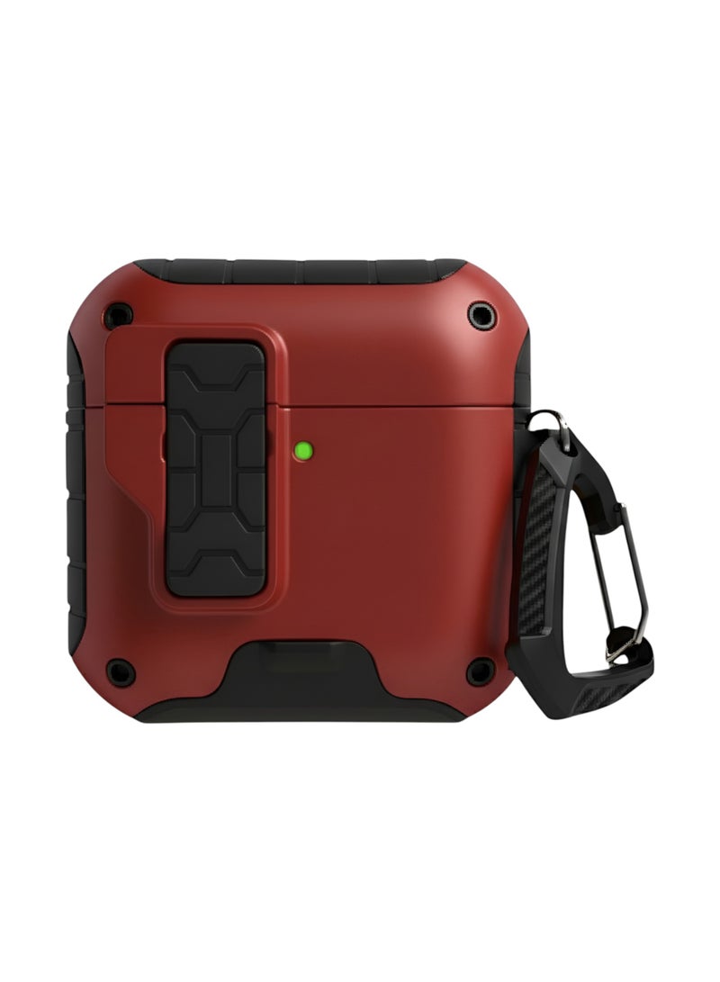أركس غطاء حماية لسماعات AirPods 4 مع سلسلة مفاتيح، تصميم مدرع مطور مقاوم للصدمات بغطاء صلب من TPU (مع إضاءة LED أمامية مرئية) – أحمر - Image 1
