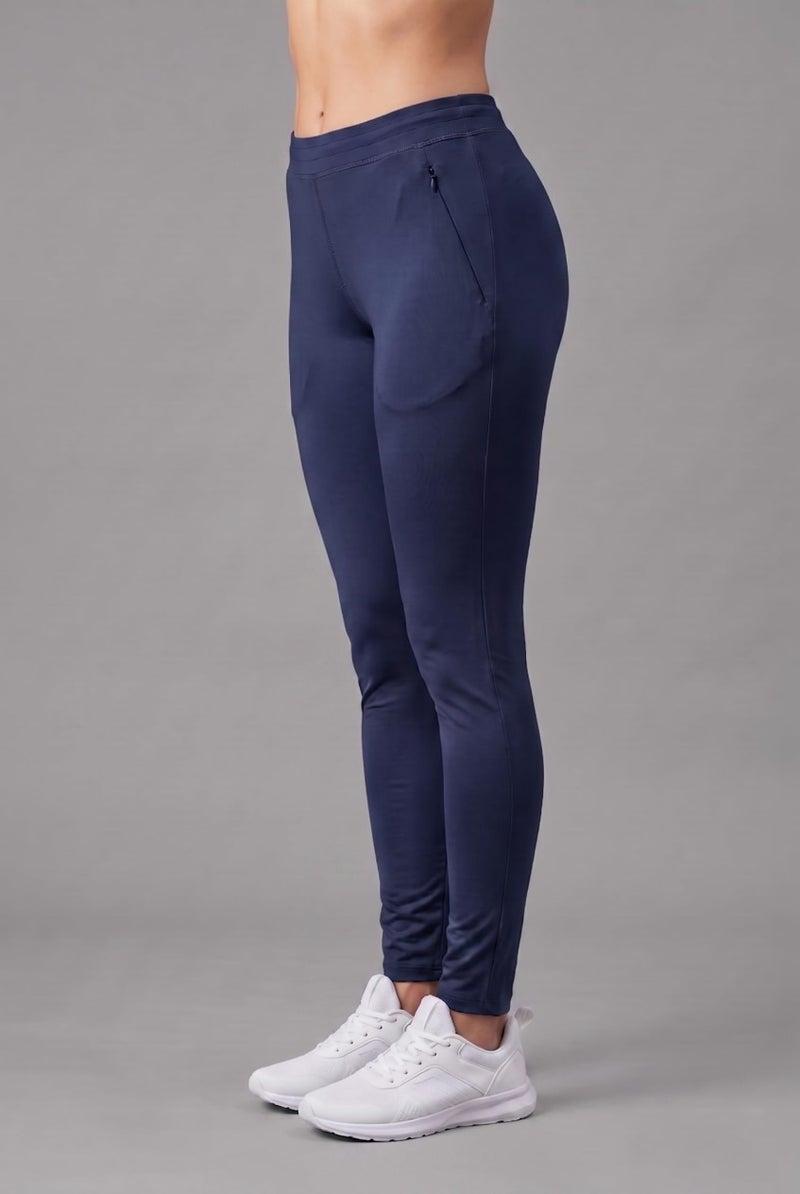 Mehrang Stretchable High Rise Yoga Pants for Women & Gym Pants for Women Workout with Mesh Insert & Side Pockets (in, Alpha, Medium, Navy) - Image 4