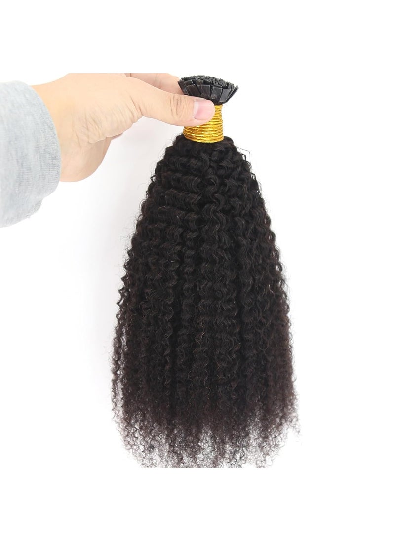 ZigZag Hair - ZigZag Hair Afro Kinky Curly Flat Tip Human Hair Extensions 4B 4C Flat Tip Keratin Hair Extensions 100strands Hair Extensions Fusion Human Hair Natural Color 4B 4C 20 Inch - Image 1