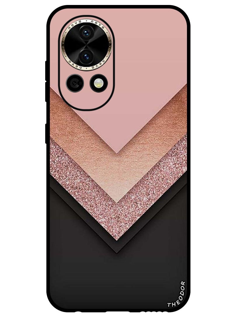 Theodor Protective Case Anti Scratch Shock Proof Bumper Cover For Huawei Nova 12 Pro Black Golden & Pink  - Image 1