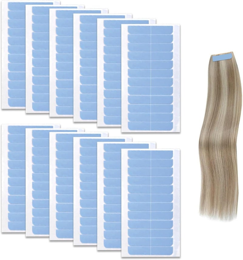 288Pcs Hair Extension Tapes Tape Hair Extensions Glue Strips Double Sided Adhesive Tapes in Hair Extensions for Human Hair Weft Replacement Waterproof Wig Tape Toupee Tape 4 x 08 cm Blue