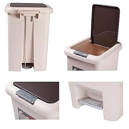HARIVAN 10 Ltr ABS Plastic PressTop StepOn Push n Pedal Dustbin 2 Way Open Dustbin For Home Kitchen Office Bathroom Garbage Multicolor - Image 4