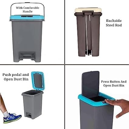 HARIVAN 10 Ltr ABS Plastic PressTop StepOn Push n Pedal Dustbin 2 Way Open Dustbin For Home Kitchen Office Bathroom Garbage Multicolor - Image 5