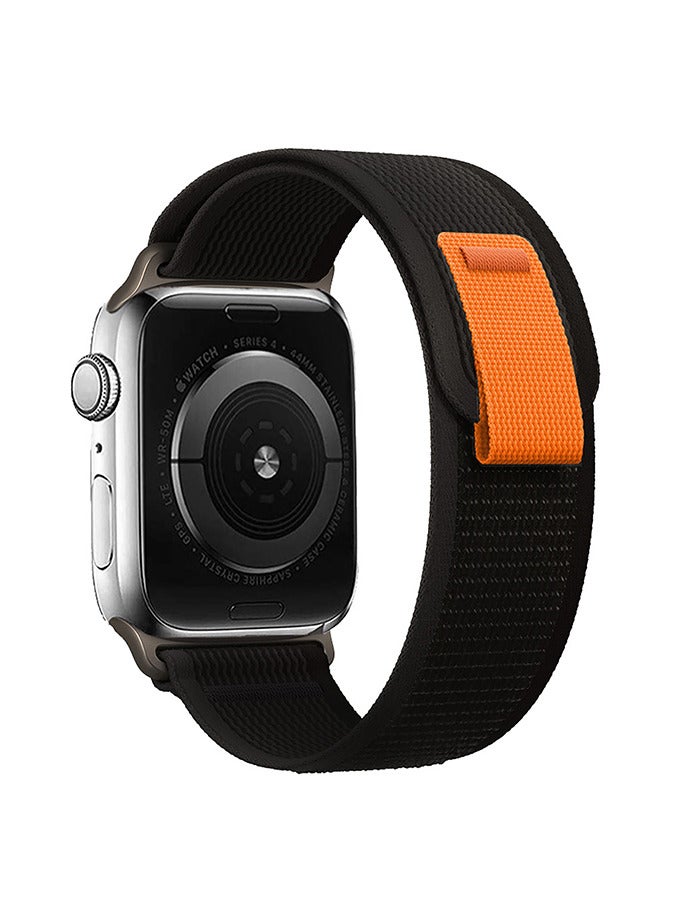 Watch Trail Band 49mm 45mm 44mm 42mm Nylon Woven Sport Strap for iWatch Series Ultra/8/7/SE/6/5/4/3/2/1,Black - Image 1