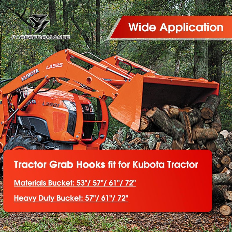 JY PERFORMANCE Tractor Grab Hooks for Kubota Tractors - Heavy Duty Bolt-On Bucket Hooks, Orange - Image 2