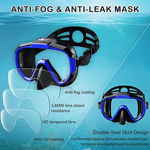 VBM Mask Fin Snorkel Set with Adult Snorkeling Gear, Panoramic View Diving Mask, Trek Fin, Dry Top Snorkel +Travel Bags, Snorkel for Lap Swimming - Image 4