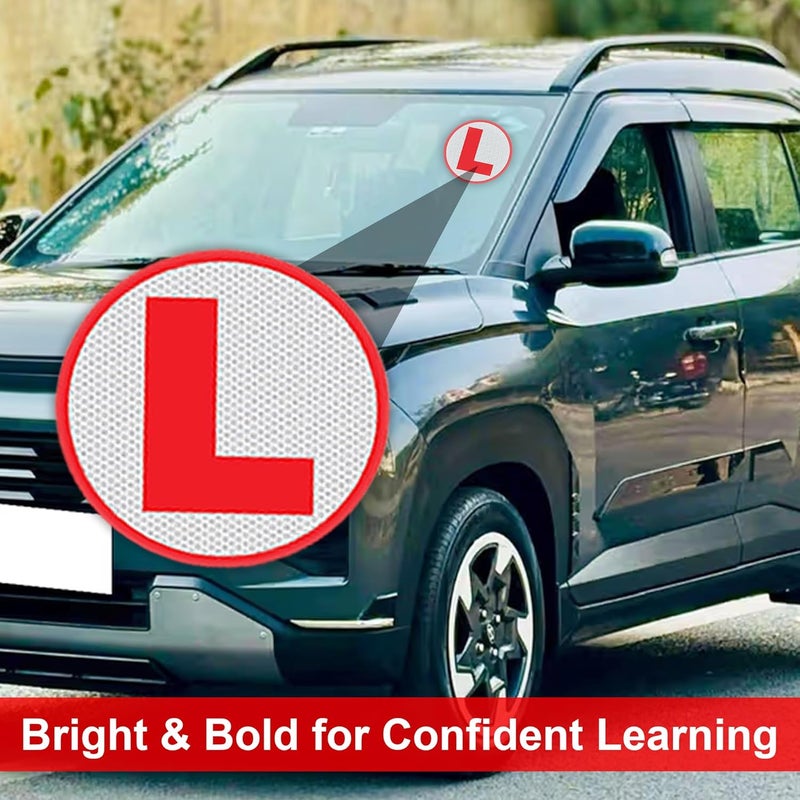GLUN® Vinyl Reflective Learner Sign Sticker, Pack of 2 L- Sign Sticker for Beginner Driver, Waterproof & Durable Sign for Cars Safety Market demand focused build - Image 4