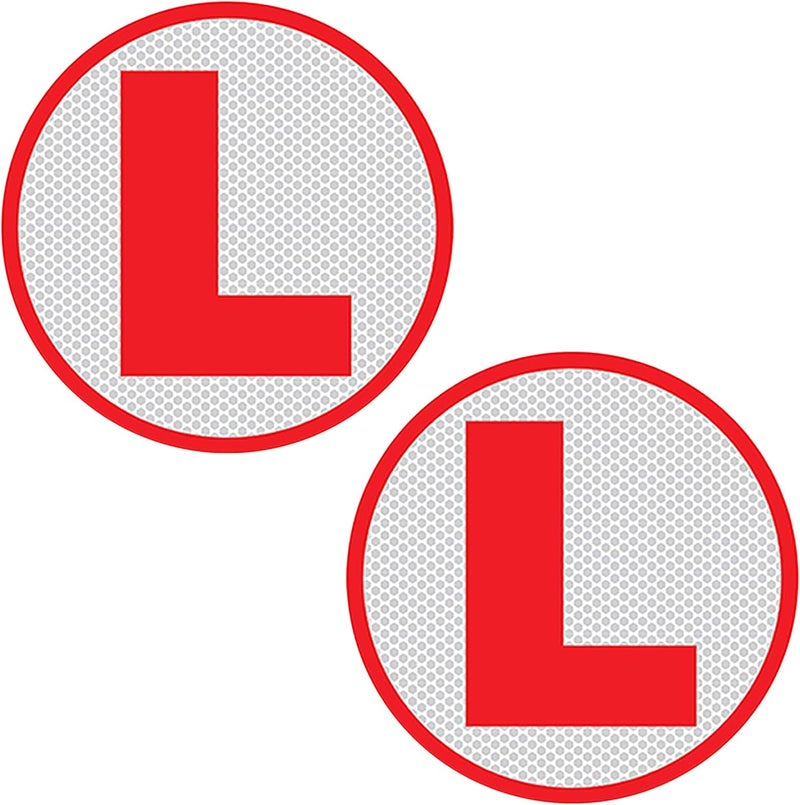 GLUN® Vinyl Reflective Learner Sign Sticker, Pack of 2 L- Sign Sticker for Beginner Driver, Waterproof & Durable Sign for Cars Safety Market demand focused build - Image 1