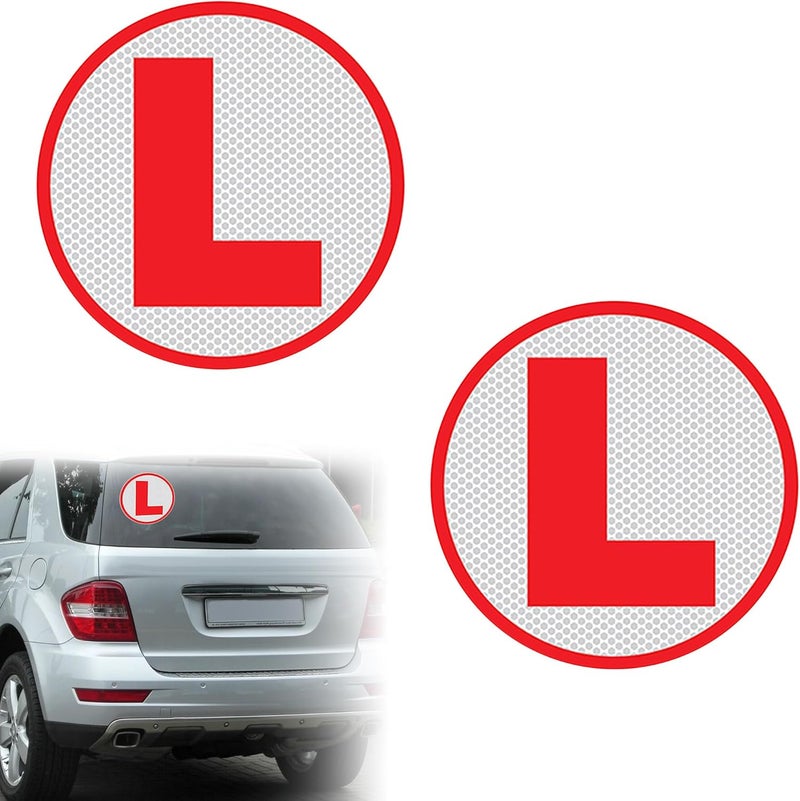 GLUN® Vinyl Reflective Learner Sign Sticker, Pack of 2 L- Sign Sticker for Beginner Driver, Waterproof & Durable Sign for Cars Safety Market demand focused build - Image 2