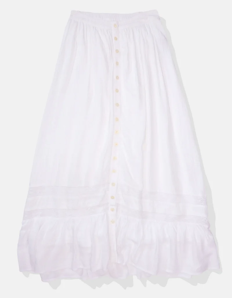 American Eagle AE Button Front Midi Skirt