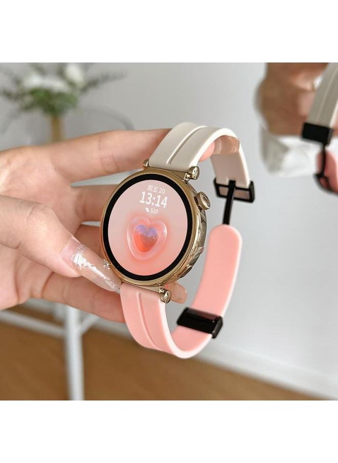 Generic For Huawei Gt4/Gt3 Strap Gt5 Silicone Magnetic Smart Watch Watch4pro Watch Strap Watchgt-Color:Apricot Color Lotus Root Powder, Take One Shot And Two; Two Sets - Suitable For Huawei Gt3/gt3pro [dial 42/43mm]  - Image 1