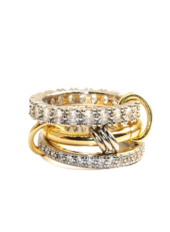 OANM studio Elegant Stackable Rings for Women 18k Gold Plated Non-Tarnish, Dainty Cubic Zirconia CZ Knuckle Rings Set, Adjustable Minimalist Jewelry Gift for Wedding Anniversary Everyday Wear (6) - Image 1