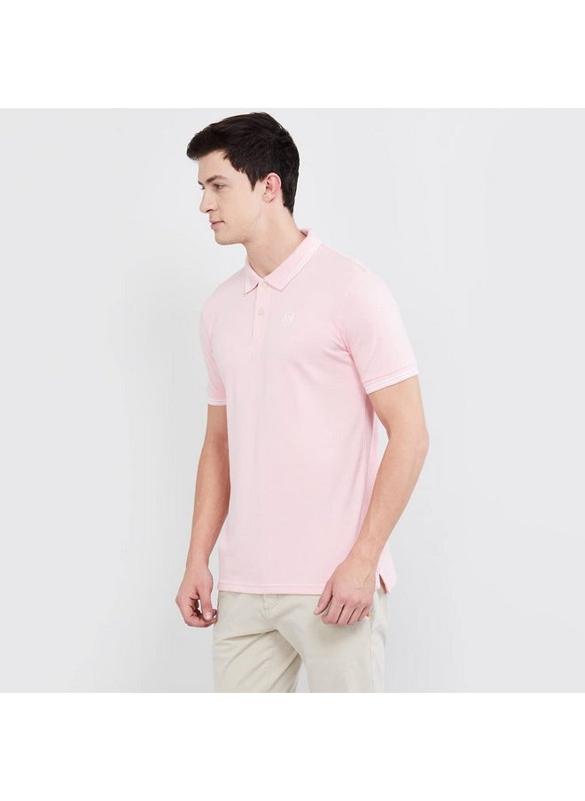 Max Max Men's Half Sleeves Slim Fit Solid Polo (PINK_M)  - Image 3