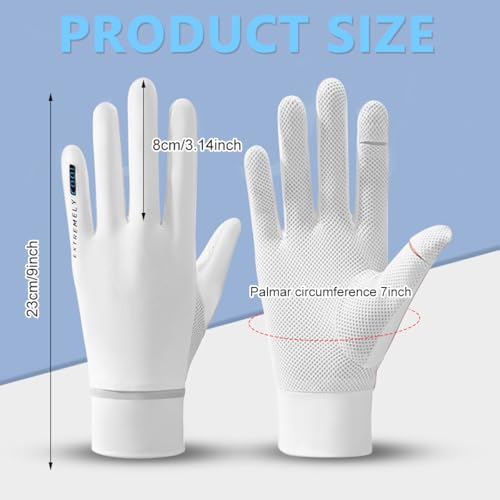 PALAY® Hand Gloves for Sun Protection, White Summer Sun Protection Gloves for Women Bike Riding, Cooling Silk UPF 50+ Breathable Hand Glove For Cycling Riding Fishing, Non Slip & Touch Screen - Image 2
