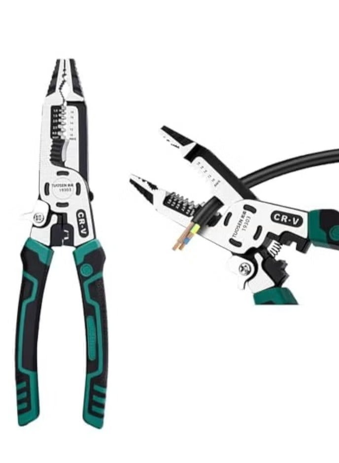 10-in-1 Wire Stripper Tool, Wire Crimping Tool, C-RV Multifunctional Needle Nose Pliers, Wire Cutter, 9in Combination Plier, Wiring Tools and Multi-Function Hand Tool - Image 1