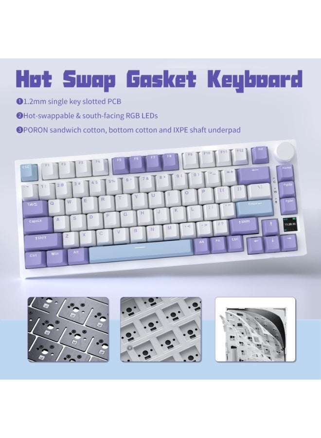 A-jazz AK820 Pro 75% Wireless Mechanical Keyboard with TFT Smart Display&Knob, Gasket-Mounted Gaming Keyboard,Bluetooth/2.4GHz/USB-C Wired - Image 3